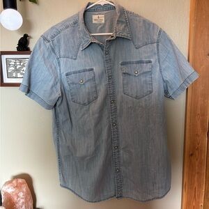 Mutual Weave Men's Light Blue Western Denim Shirt - Size Large